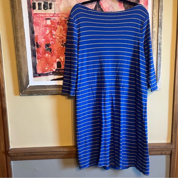 Charter Club Weekend Dress Womens Striped Drawstring Blue Glitter Gold XL - Picture 6 of 6
